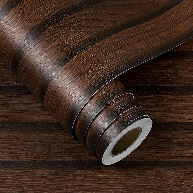 FunStick 16"x240" Peel and Stick Wallpaper Wood Slats Self Adhesive Wall Paper Brown Wood Contact Paper Peel and Stick Wooden Slats for Wall Decor Vinyl Wood Wallpaper for Bedroom Cabinets Countertops