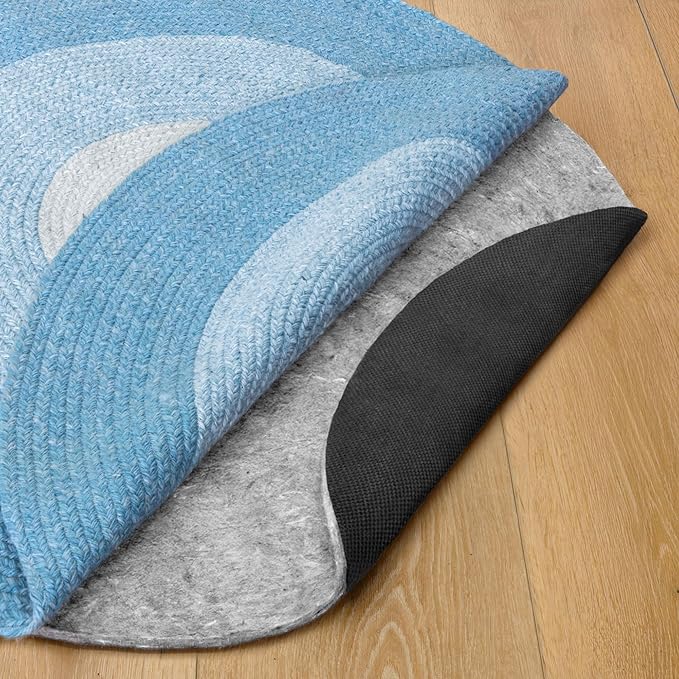 RUGPADUSA - Dual Surface - 3' Round - 1/4" Thick - Felt + Rubber - Non-Slip Backing Rug Pad - Safe for All Floors