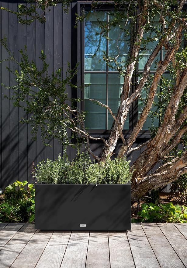 Veradek Block Series Long Box Planter - Large Rectangular Planter for Indoor or Outdoor Patio/Porch | Durable All-Weather Use with Drainage Holes | Modern Décor for Tall Plants, Flowers or Shrubs