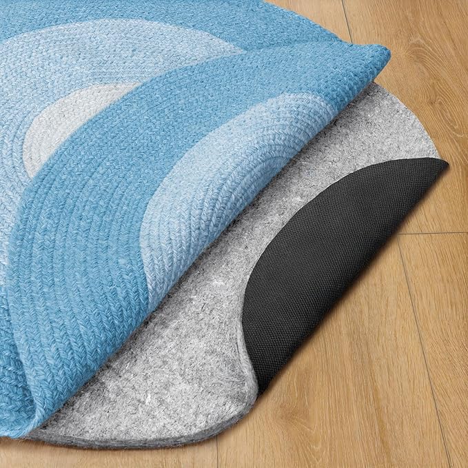 RUGPADUSA - Dual Surface - 6' Round - 3/8" Thick - Felt + Rubber - Enhanced Non-Slip Rug Pad - Adds Comfort and Protection - for Hard Surface Floors