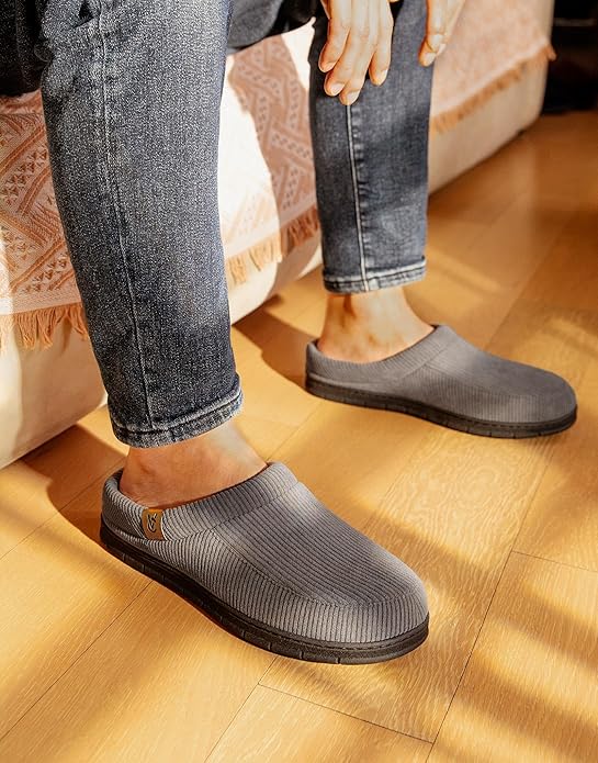 VeraCosy Men's Moccasin Slippers Comfy Soft Durable Slip-on Indoor Memory Foam House Shoes