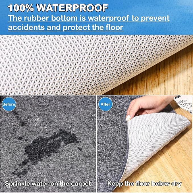 Non-Slip Rug Pads 1/4” Thick, 2x3Ft Waterproof Rugs Non Skid Rug Pad for All Floors and Finishes Durable Hardwood Floor Protective Felt Keeps Rugs in Place, Safe and Secure