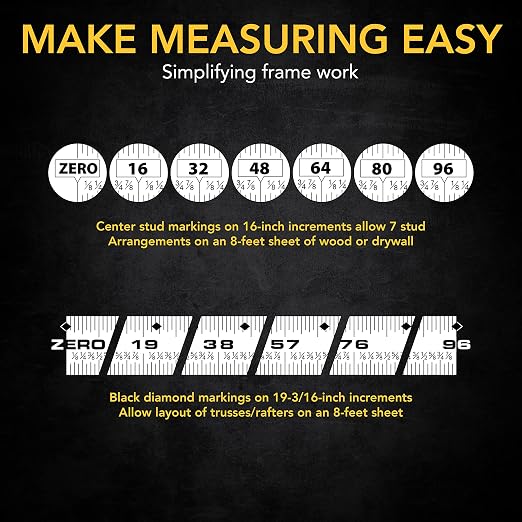 LEXIVON 25Ft/7.5m DuaLock Tape Measure | 1-Inch Wide Blade with Nylon Coating, Matt Finish White & Yellow Dual Sided Rule Print | Ft/Inch/Fractions/Metric (LX-206)