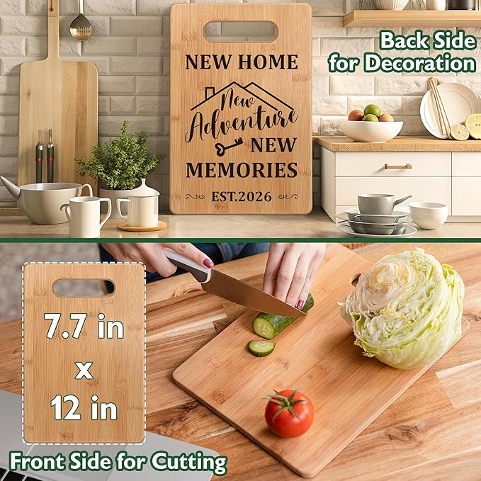 Housewarming Gift for New House Homeowner, House Warming Gifts New Home 2026 Cutting Board Gift, First Home Gift for Neighbor, Realtor Closing Gifts for Home Buyers New Home New Adventure New Memories