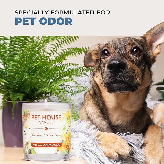 One Fur All Pet House Candle 2 Pack - Plant-Based/Soy - Clean Burning Scented, Long Lasting Pet Odor Candle for Home - Ruby Red Grape Fruit, Fresh Citrus