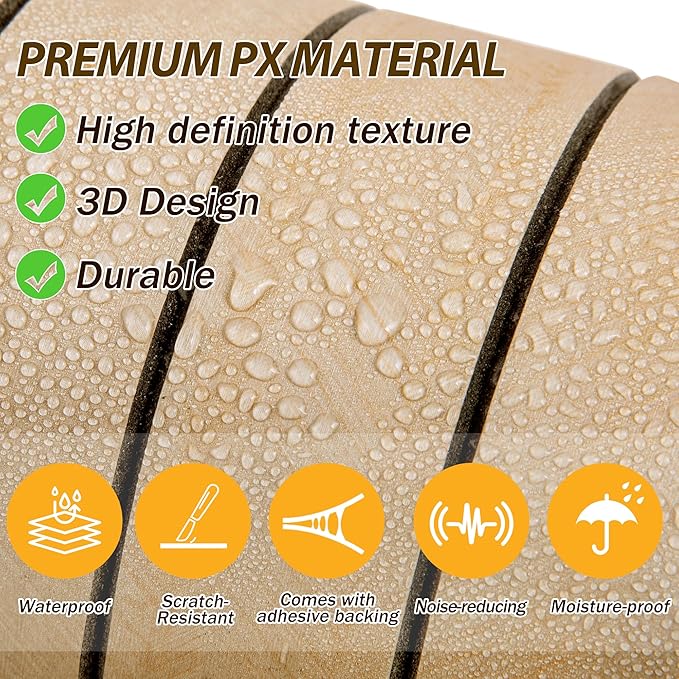 118" x 15.7" Peel and Stick Slat Wall Panel – Self-Adhesive 3D Wood Grain Wall Panels Waterproof PVC Fluted Paneling Wood Wallpaper for Living Room Ceiling Decor