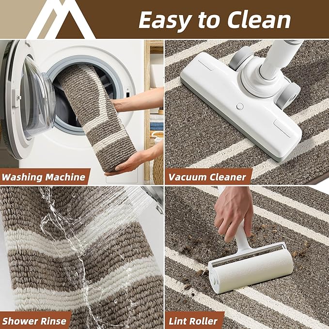 COSY HOMEER Long Kitchen Floor Mats for in Front of Sink Super Absorbent Kitchen Rugs and Mats 24"x79" Non-Skid Kitchen Mat Standing Mat Washable,Polypropylene,Brown,Frame
