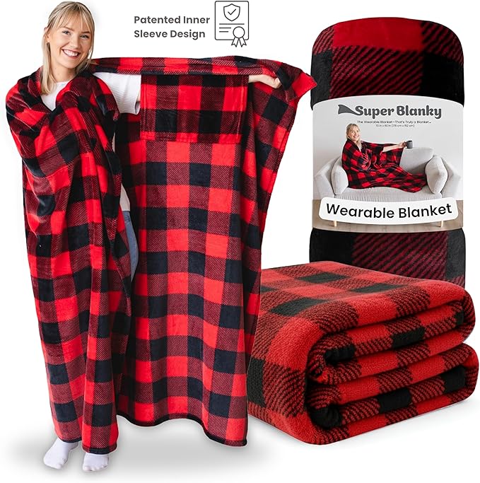 Super Blanky Wearable Blankets for Women, Adult Wearable Blanket Men, Mother's Day Gifts for Her, Wife Birthday Gift Ideas