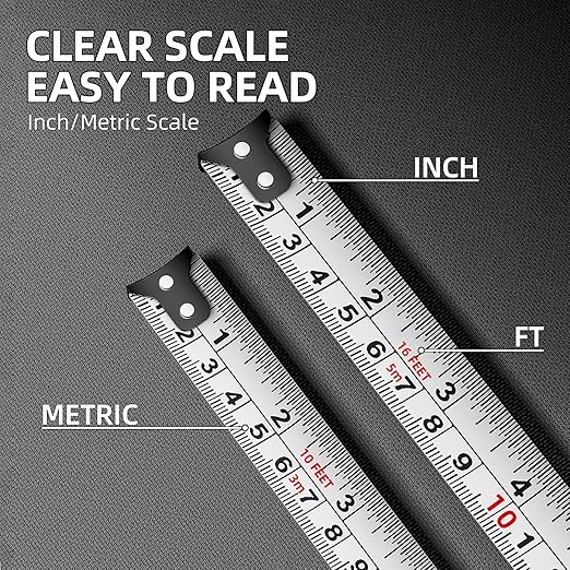 SENDA Tape Measure 16FT/5M, Compact Mini Measuring Tape, Black and White Faceted Ruler Tape, Easy-to-Read Metric/Inch Measurements for Home, Office & DIY Crafts Use(16Ft)