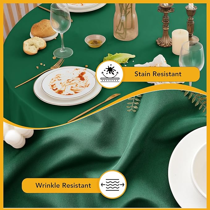 10-Pack Hunter Green Round Tablecloths, 90 Inches, Stain-Resistant Polyester for 4-5 Ft Round Tables - Washable Table Covers for Weddings, Banquets, Birthday Parties, Events