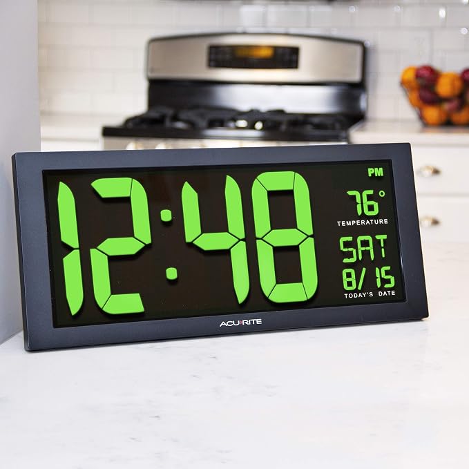 AcuRite Digital Clock, 14.5-Inch / Green