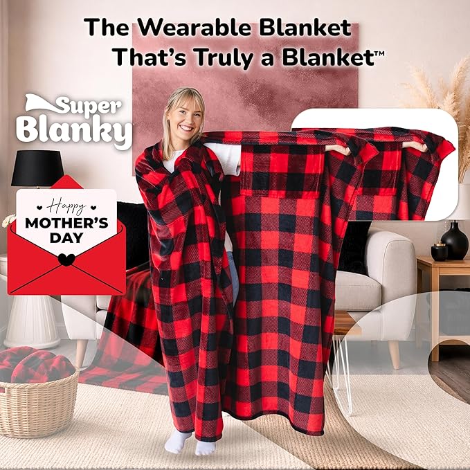 Super Blanky Wearable Blankets for Women, Adult Wearable Blanket Men, Mother's Day Gifts for Her, Wife Birthday Gift Ideas