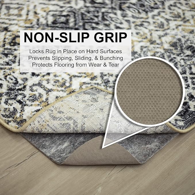 Mohawk Home Non Slip Rug Pad 2' 6" x 9' 6" - 1/2" Thick Felt + Latex Rubber Gripper - Dual Surface Cushion for Hardwood, Carpet, Tile Floors, Made in USA
