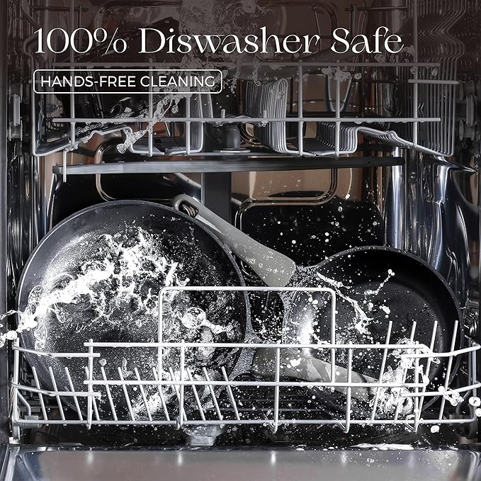 PRICUSIS Pots and Pans Set Nonstick, 21Pcs Induction Compatible, Stay Cool Handle, Fully Coated, 100% Dishwasher Safe, PFOA Free Omelet Pans, Warp Resistant (Black Sesame)