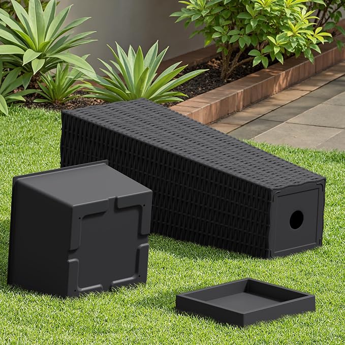 Devoko Resin Tall Planters for Outdoor Plants Set of 2, Large Taper Outdoor Planter Pots with 4 Drainage Holes, Flower Pots Modern Decor for Porch, Patio, Backyard, Garden(Black, 23.6" with Trays)