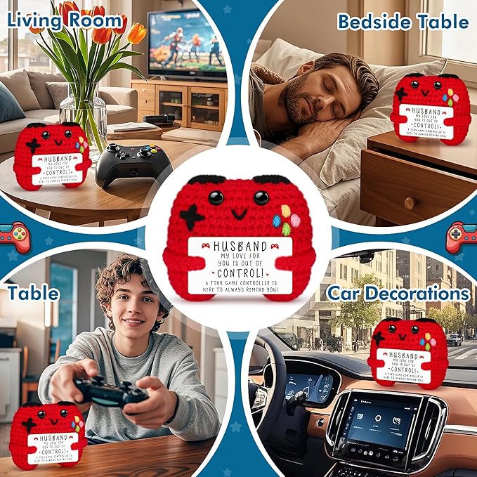 Busy Gaming Life Crochet Game Controller Gifts for Husband Fathers Day Birthday, Best Husband Ever Gifts for Wedding Anniversary from Wife, Anniversary Card Gift for Husband
