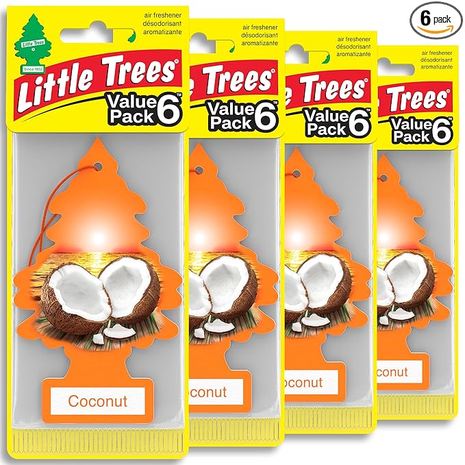 LITTLE TREES Car Air Freshener | Hanging Tree Provides Long Lasting Scent for Auto and Home | 24 Air Fresheners |Coconut