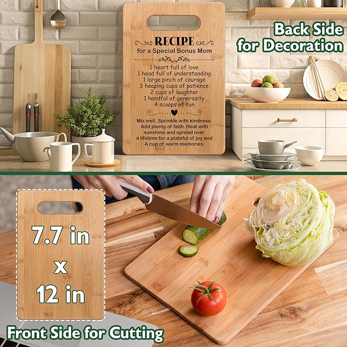 Popular Gifts for Bonus Mom Mothers Day, Cutting Board Gift for Bonus Mom, Bonus Mom Birthday Gifts from Daughter Son