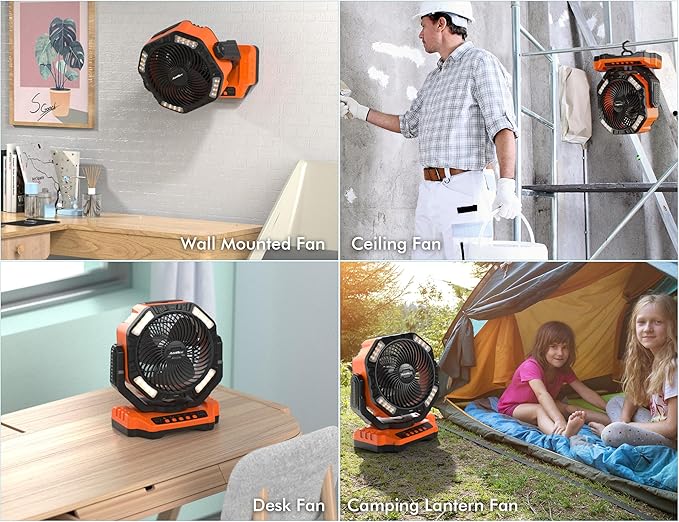 40000mAh Battery Operated Camping Fan, Rechargeable Fan High Velocity, Portable Fan With Remote & Timer - Battery Powered Fan for Car Travel RV Camping Gear Hurricane Emergency Power Outage Essentials