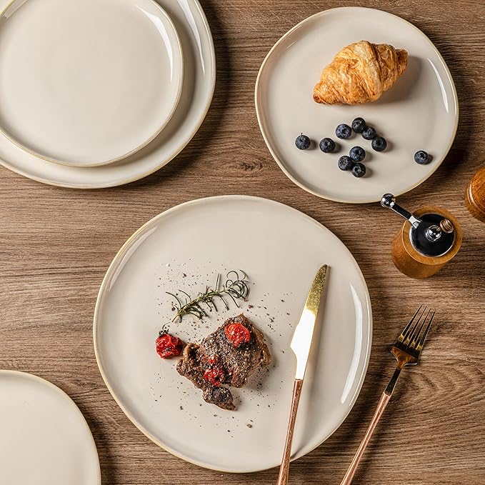 AmorArc Ceramic Dinnerware Sets,Handmade Reactive Glaze Stoneware Plates and Bowls Sets,Highly Scratch Resistant | Dishwasher & Microwave Safe Dishes Set,Service for 6 (18pc)