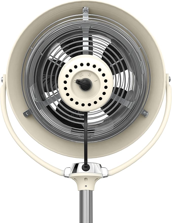Vornado VFAN™ Sr. Pedestal Fan, Vintage Metal Standing Air Circulator, 3 Speeds, Adjustable Height 42-55 in, Tilt Head, Circulator for Bedroom, Home, Cooling, Retro Electric Floor Fan, Vintage White