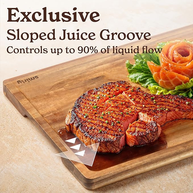 SMIRLY Wooden Cutting Boards For Kitchen - Bamboo Cutting Board Set with Holder, Wood Cutting Board Set, Cutting Board Wood, Wooden Chopping Board, Wooden Cutting Board Set
