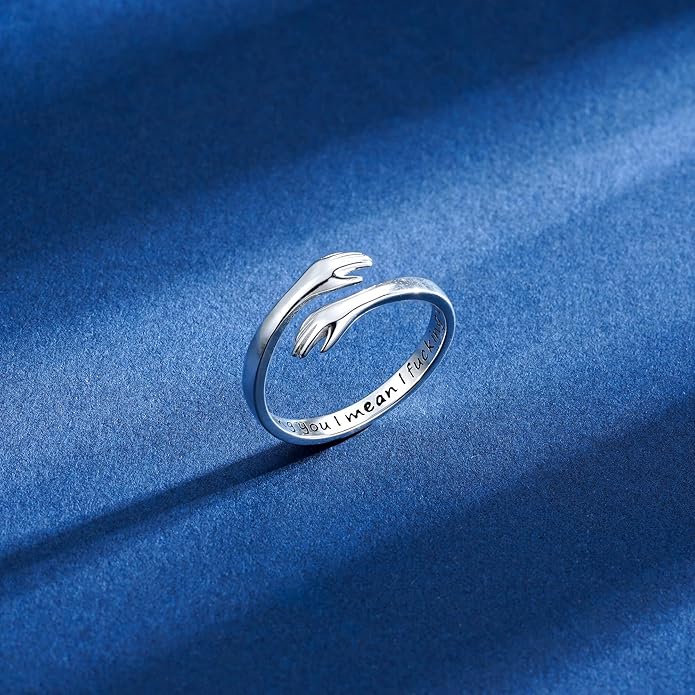 Yesteel Mothers Day Gifts - S925 Sterling Silver Hug Ring for Women Teen Girls, Adjustable Ring Jewelry Mothers Day Birthday Gifts for Daughters Mom Sister Wife Friends Grandma