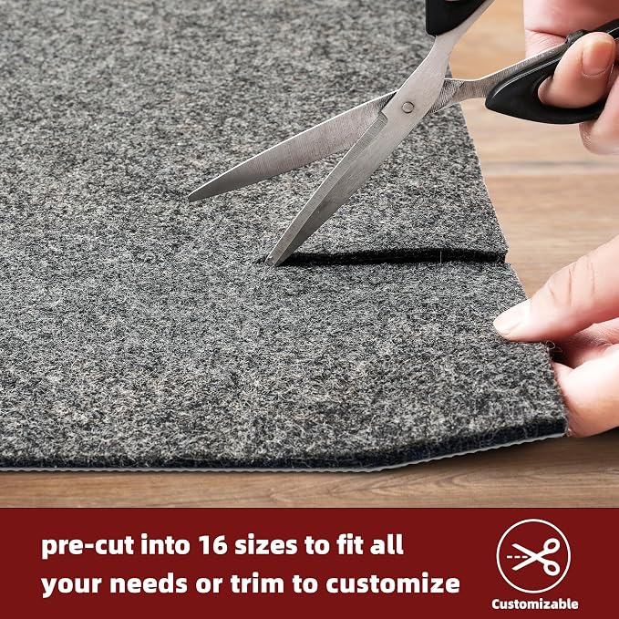 BAGAIL Felt and Natural Rubber Backing Rug Pads 1/4” Thick, 2 x 6 Ft Non Slip Carpet Gripper Keep Rugs in Place, Under Area Rug Protective Cushioned Pads, Carpet Runners, Hardwood Floors Protection