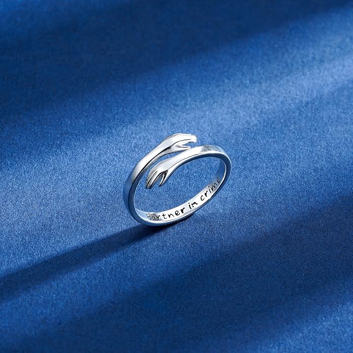 Yesteel Mothers Day Gifts - S925 Sterling Silver Hug Ring for Women Teen Girls, Adjustable Ring Jewelry Mothers Day Birthday Gifts for Daughters Mom Sister Wife Friends Grandma