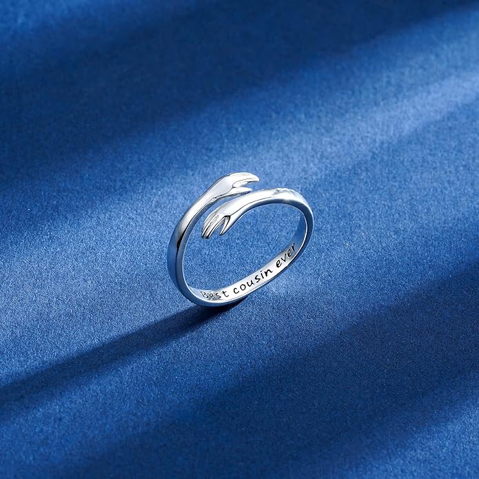 Yesteel Mothers Day Gifts - S925 Sterling Silver Hug Ring for Women Teen Girls, Adjustable Ring Jewelry Mothers Day Birthday Gifts for Daughters Mom Sister Wife Friends Grandma