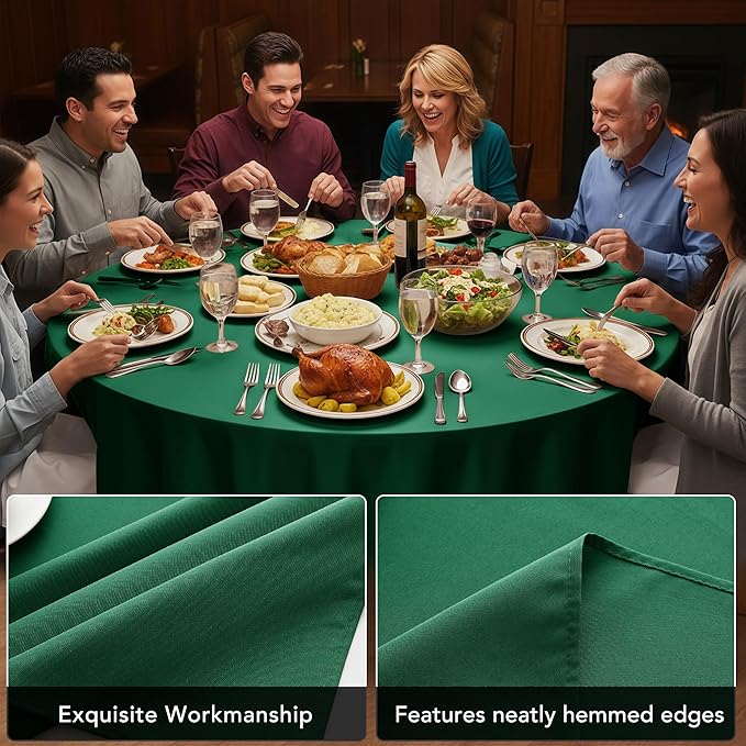 10-Pack Hunter Green Round Tablecloths, 90 Inches, Stain-Resistant Polyester for 4-5 Ft Round Tables - Washable Table Covers for Weddings, Banquets, Birthday Parties, Events