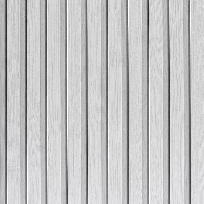 White Wood Slat Wallpaper - Peel & Stick Self-Adhesive (23.6" x 200" Large Roll), Wood Effect Contact Paper for Walls, Removable DIY Wall Covering for Bedroom, Living Room & Accent Walls