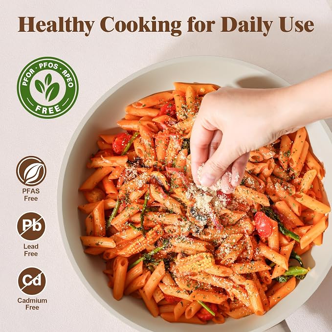 SENSARTE Ceramic Pots and Pans Set Nonstick, 20Pcs Cookware Set, Taupe | Non Stick Ceramic Coating, Non-toxic Healthy Kitchen Cooking Set, Induction Compatible, Dishwasher Safe, PFAS/PTFE/PFOA Free