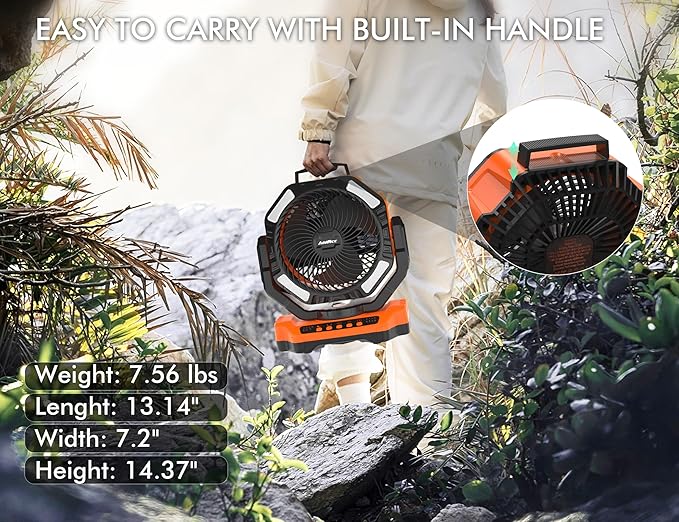 40000mAh Battery Operated Camping Fan, Rechargeable Fan High Velocity, Portable Fan With Remote & Timer - Battery Powered Fan for Car Travel RV Camping Gear Hurricane Emergency Power Outage Essentials