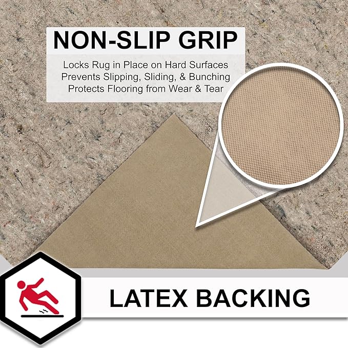 Mohawk Home Non Slip Rug Pad 7' 8" x 10' 4"- 1/4" Thick Felt + Latex Rubber Gripper - Dual Surface Cushion for Hardwood, Carpet, Tile Floors, Made in USA