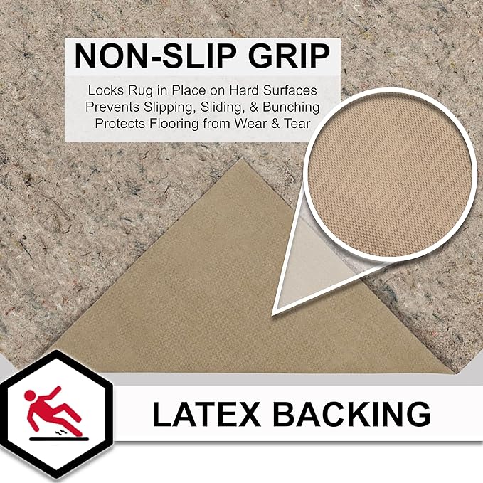 Mohawk Home Non Slip Rug Pad 6' Square - 1/2" Thick Felt + Latex Rubber Gripper - Dual Surface Cushion for Hardwood, Carpet, Tile Floors, Made in USA