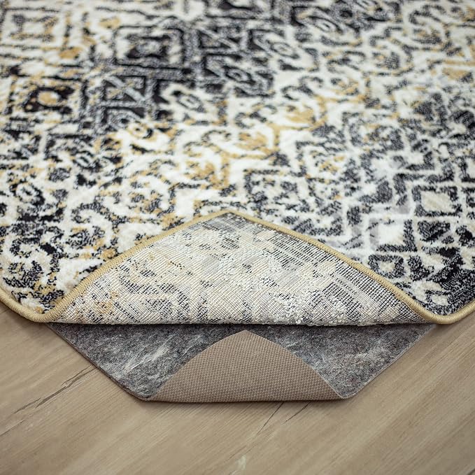 Mohawk Home Non Slip Rug Pad 7' 8" x 10' 4" - 1/2" Thick Felt + Latex Rubber Gripper - Dual Surface Cushion for Hardwood, Carpet, Tile Floors, Made in USA
