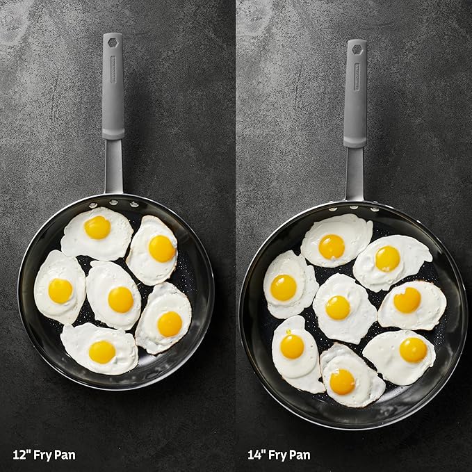 Tramontina Professional 12-Inch Non Stick Large Frying Pan | Heavy-Gauge Aluminum Skillet with Reinforced Nonstick Coating, Gray Handle, Dishwasher and Oven Safe