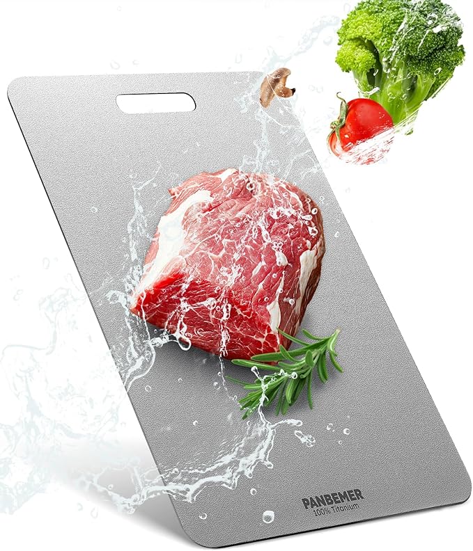 Titanium Cutting Board, 100% Pure Food Grade Titanium Chopping Board, Double-Sided, Non-Toxic, Dishwasher Safe, Easy to Clean for Kitchen – 16 x 12 Inch