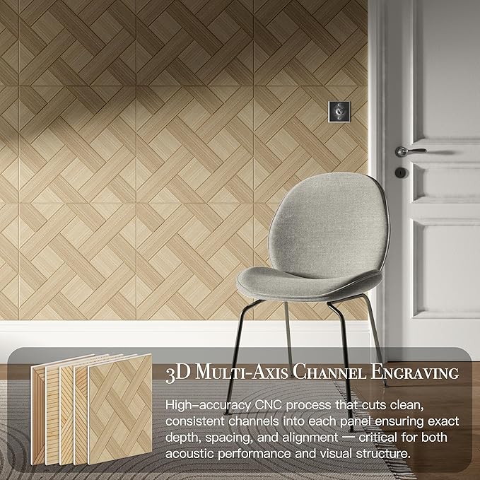 Soon Global Acoustical Wall Panels, 6-Piece 23.62 X 23.62 Inches Art Acoustic Panels, Decorative Acoustic Panels, Acoustic Wall Panels, Sound Absorbing Wall Art, Cedral Arc