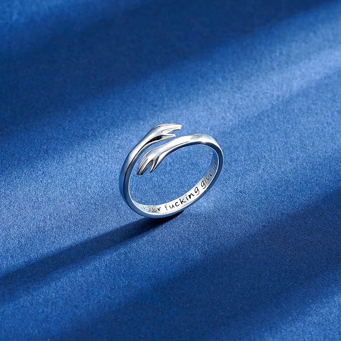 Yesteel Mothers Day Gifts - S925 Sterling Silver Hug Ring for Women Teen Girls, Adjustable Ring Jewelry Mothers Day Birthday Gifts for Daughters Mom Sister Wife Friends Grandma