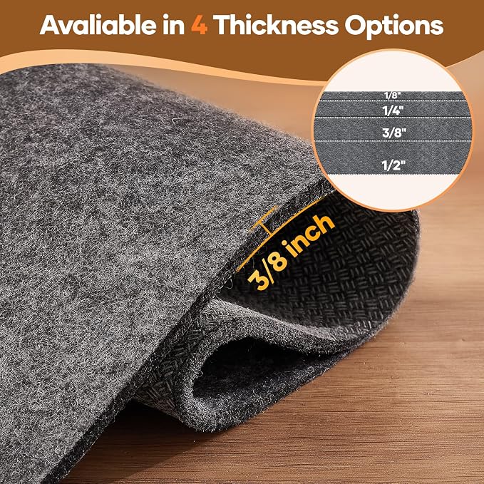 Veken Non Slip Cushioned Rug Pad Gripper 9 x 12 Ft, Felt and Silicone Backing, 3/8 inch Thick, Carpet Liner Protector Mat for Area Rugs and Hardwood Floors, with Over 99 Pcs Anti-Slip Strips Pattern