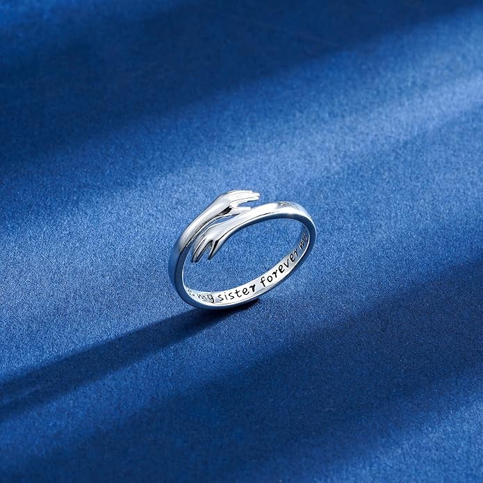 Yesteel Mothers Day Gifts - S925 Sterling Silver Hug Ring for Women Teen Girls, Adjustable Ring Jewelry Mothers Day Birthday Gifts for Daughters Mom Sister Wife Friends Grandma