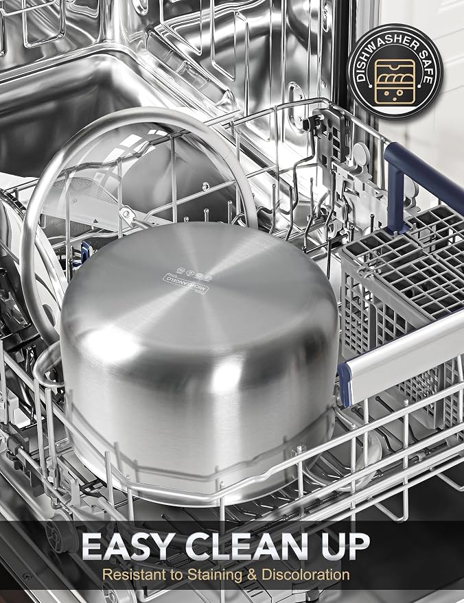 MICHELANGELO Tri-ply Stainless Steel Stock Pot, Heavy Duty Stockpot with Lid, Nonstick Cooking Pot with Honeycomb Interior, Induction Ready, 10 Quart