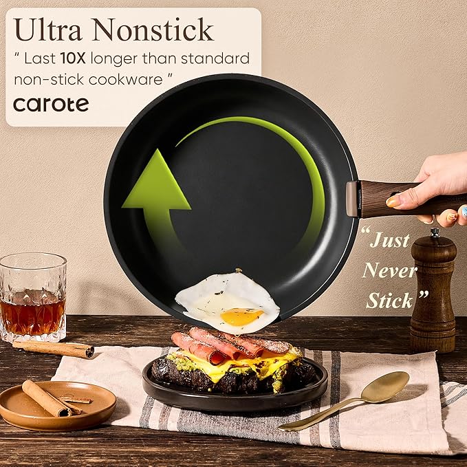 CAROTE 31pcs Pots and Pans Set Non Stick, Cookware Set Detachable Handle | Baking Pans Set, Induction Compatible, Dishwasher & Oven Safe, Space Saving, Camping Cooking Set, Kitchen Set, Black