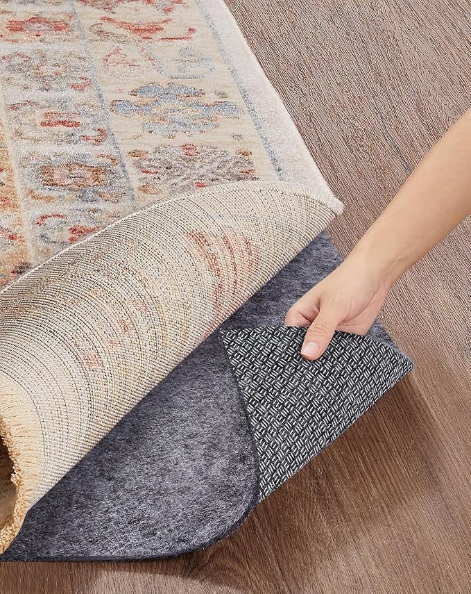 Veken Non Slip Cushioned Runner Rug Pad Gripper 2 x 8 Ft, Felt and Silicone Backing, 1/8 inch Thick, Carpet Liner Protector Mat for Area Rugs and Hardwood Floors, with 99 Pcs Anti-Slip Strips Pattern