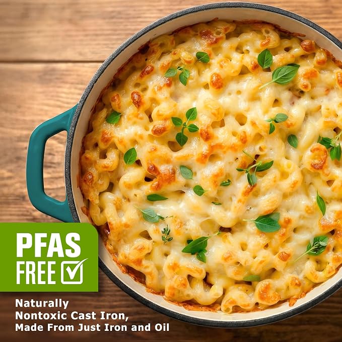 Mueller DuraCast 6 Quart Enameled Cast Iron Dutch Oven Pot with Lid | Sourdough Bread Baking, PFOA-Free, 500°F Oven Safe - All Cooktops incl. Induction, Braising & Slow Cooking, Emerald