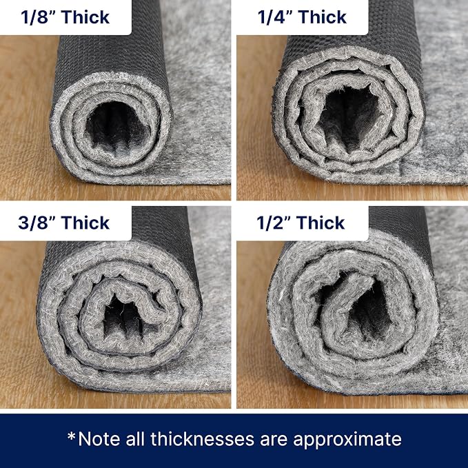 RUGPADUSA - Dual Surface - 7'10" x 10'3" - 1/4" Thick - Felt + Rubber - Non-Slip Backing Rug Pad - Safe for All Floors