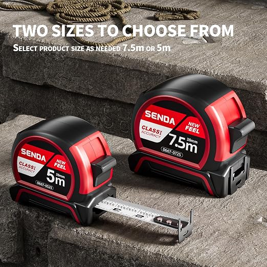 SENDA 4 Pack Tape Measure 16FT with 1/8 Fraction, Double-Hook Measuring Tape Retractable with 1 Inch Wide Blade & Belt Clip, ABS TPR Rubber Protection,Matte Nylon-Coated Blade for DIY, Construction