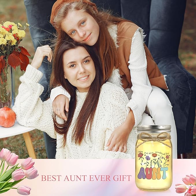 Aunt Gifts for Aunt Mothers Day Birthday Christmas Valentines Day Gifts for Auntie Mason Jar Night Light Home Decor